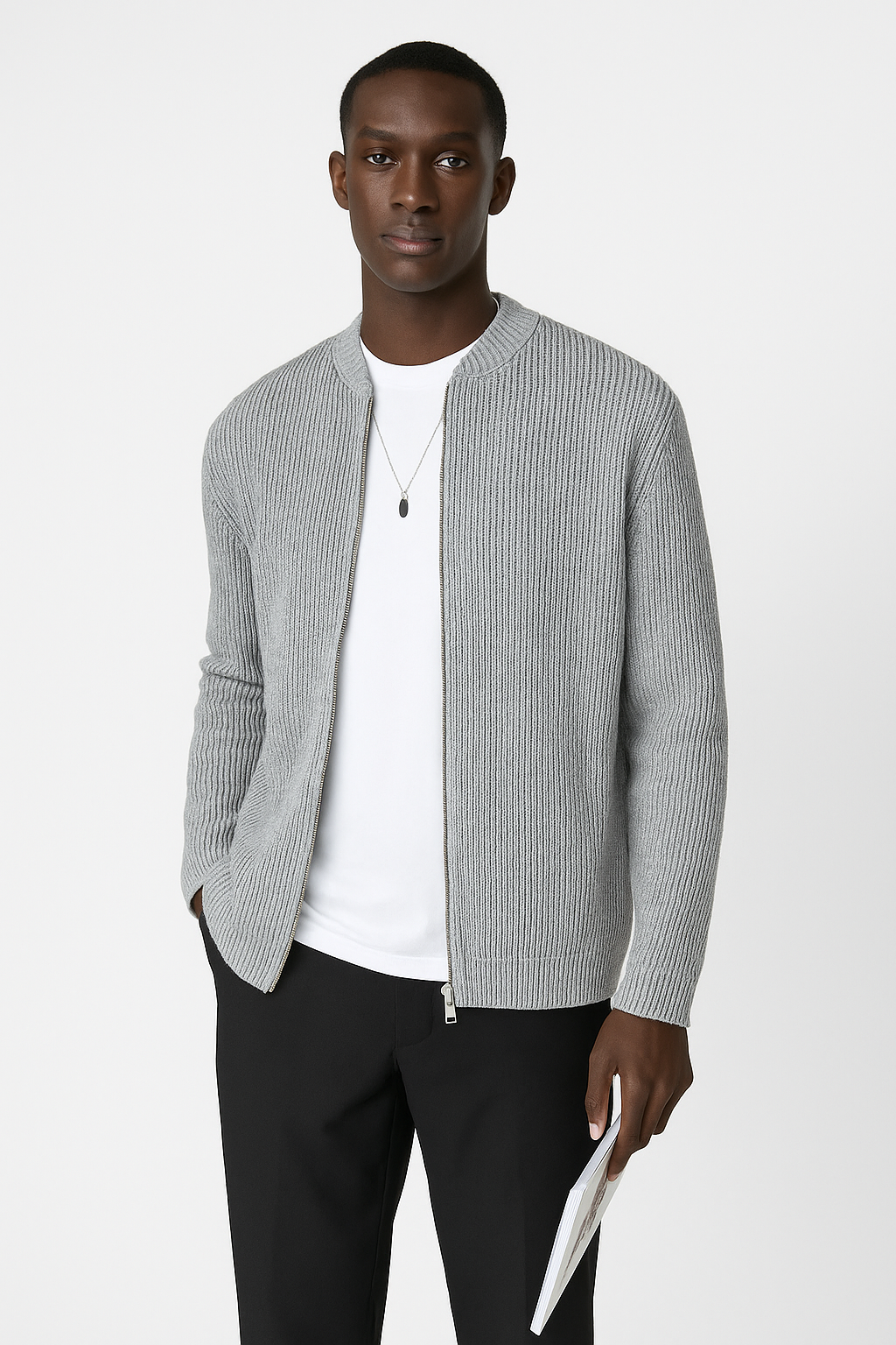 Aaron | Men's Full-Zip Ribbed Sweater