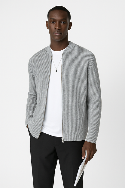 Aaron | Men's Full-Zip Ribbed Sweater