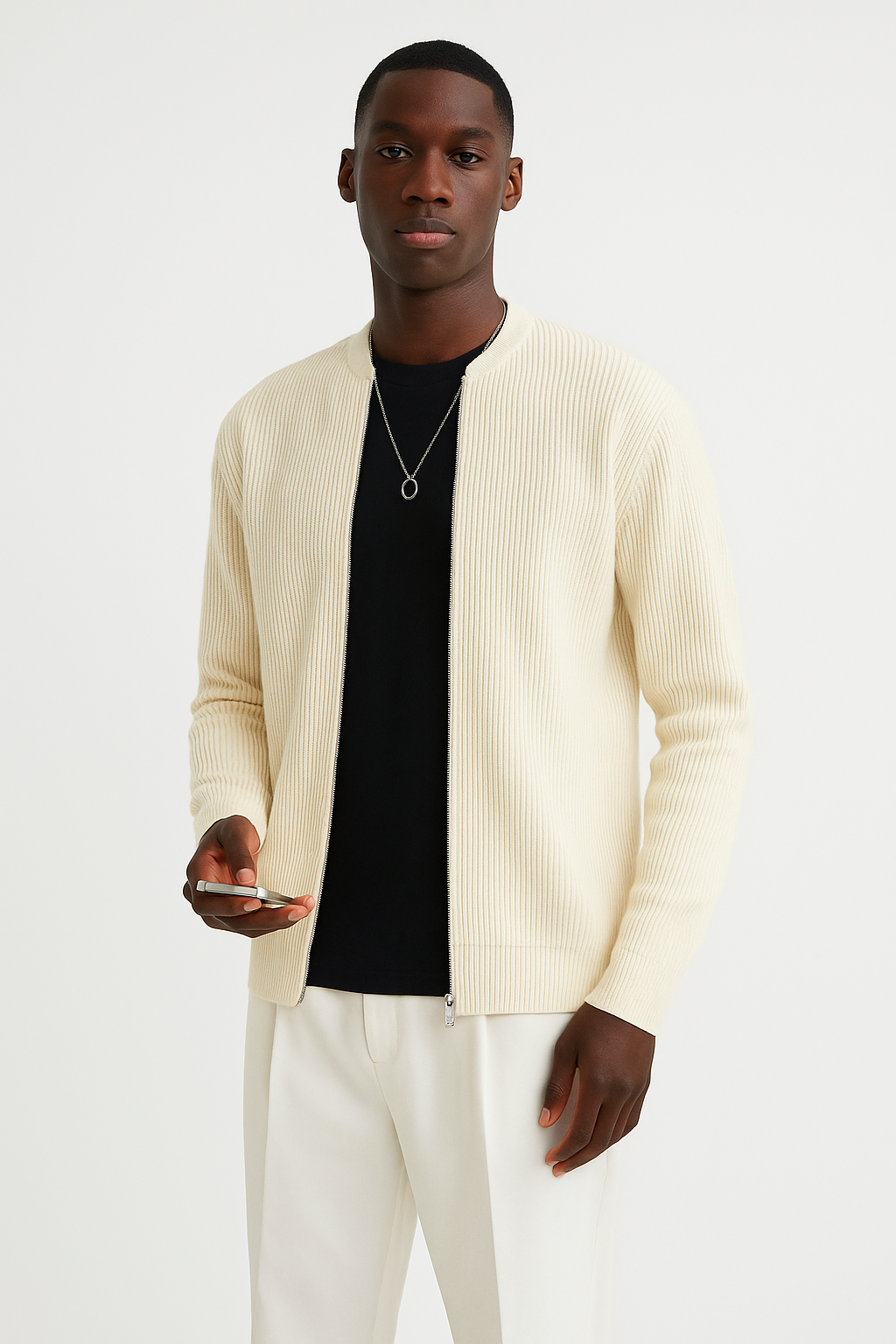Aaron | Men's Full-Zip Ribbed Sweater