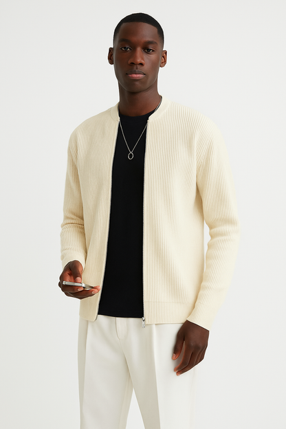Aaron | Men's Full-Zip Ribbed Sweater
