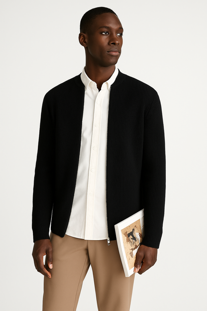 Aaron | Men's Full-Zip Ribbed Sweater
