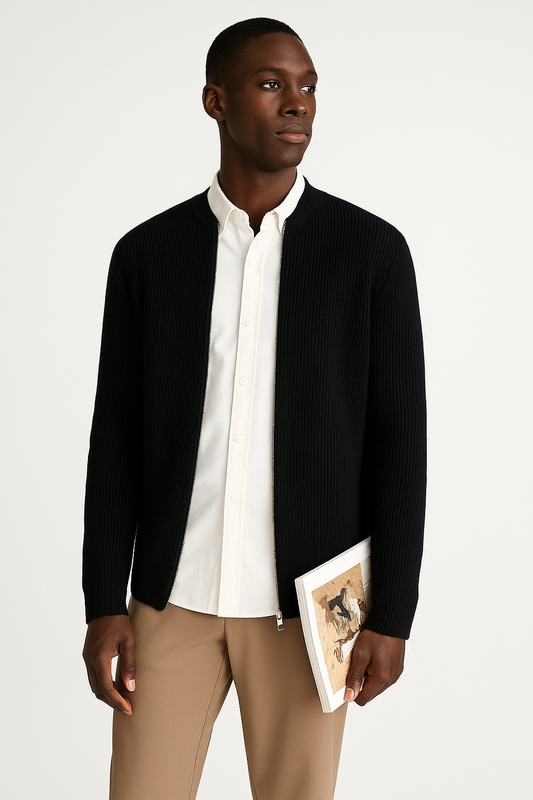 Aaron | Men's Full-Zip Ribbed Sweater