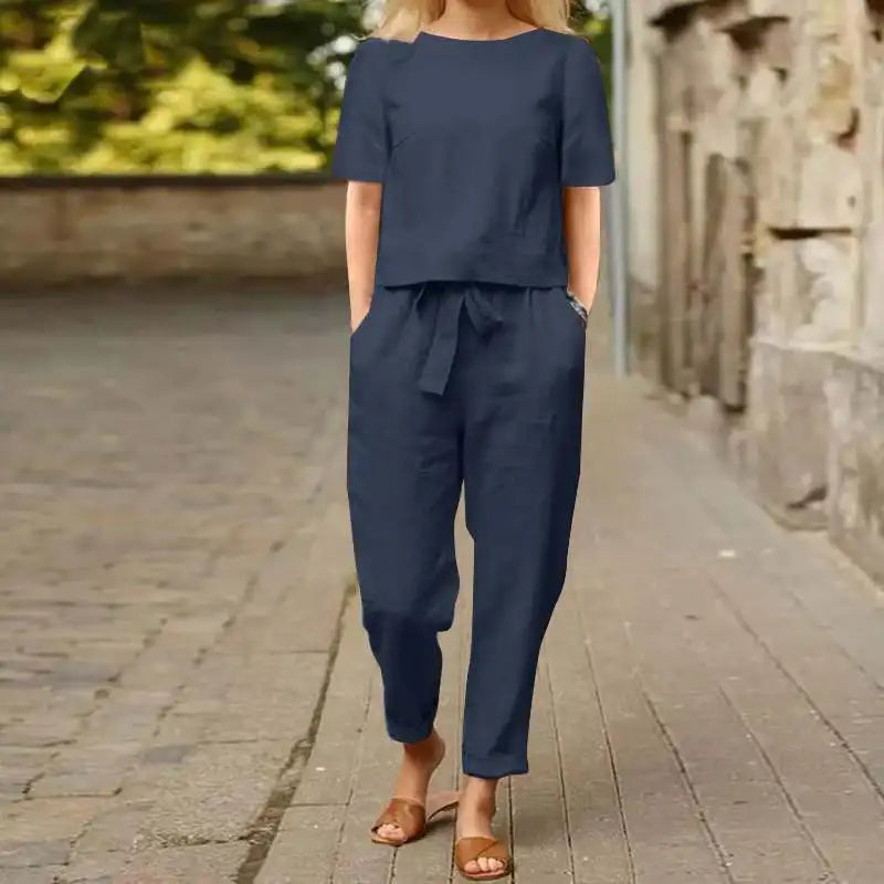 Aimee | Women's Cropped Tie Waist Two-Piece Set