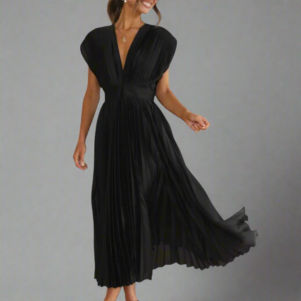 Alana | Women's V-Neck A-Line Midi Dress