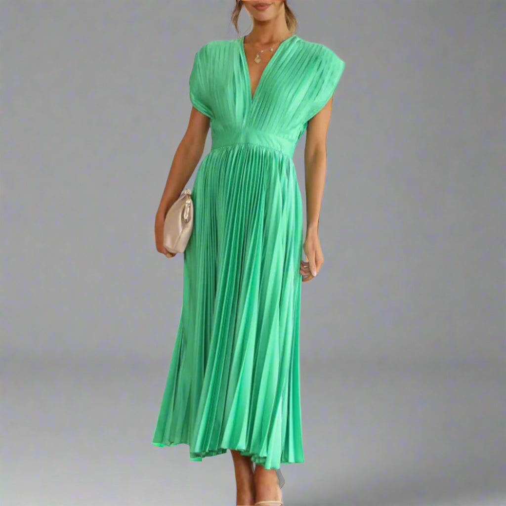 Alana | Women's V-Neck A-Line Midi Dress