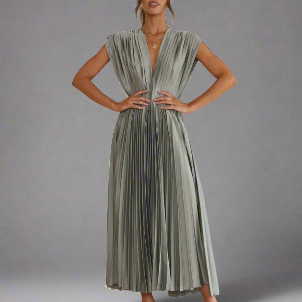 Alana | Women's V-Neck A-Line Midi Dress