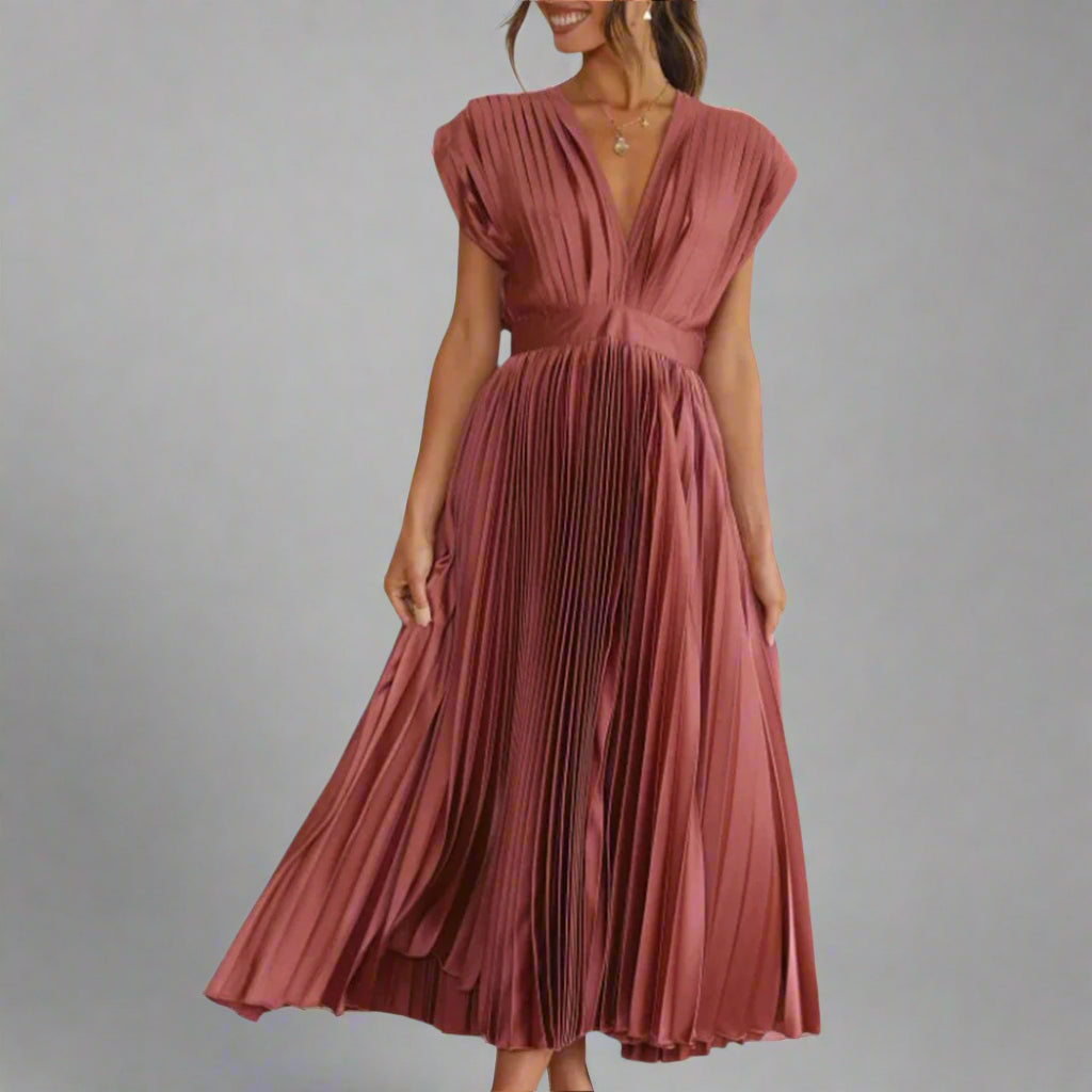 Alana | Women's V-Neck A-Line Midi Dress