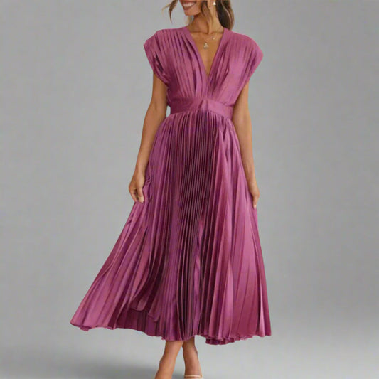 Alana | Women's V-Neck A-Line Midi Dress
