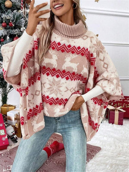 Alice | Women's Oversized Turtleneck Poncho Sweater