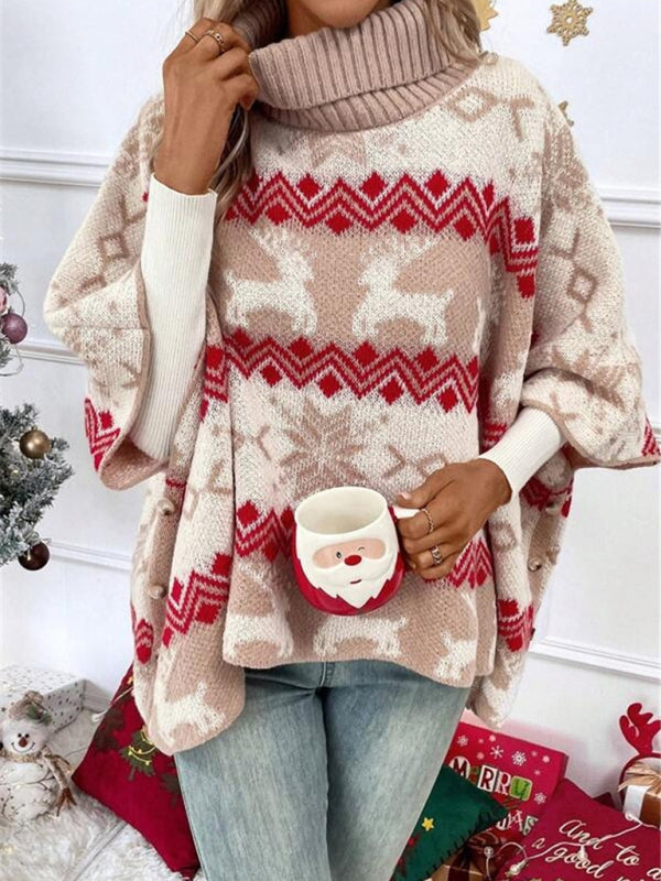 Alice | Women's Oversized Turtleneck Poncho Sweater