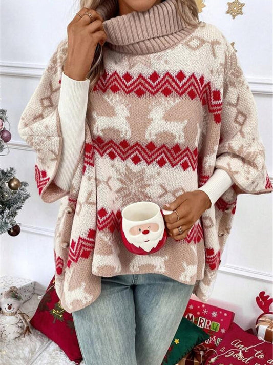 Alice | Women's Oversized Turtleneck Poncho Sweater
