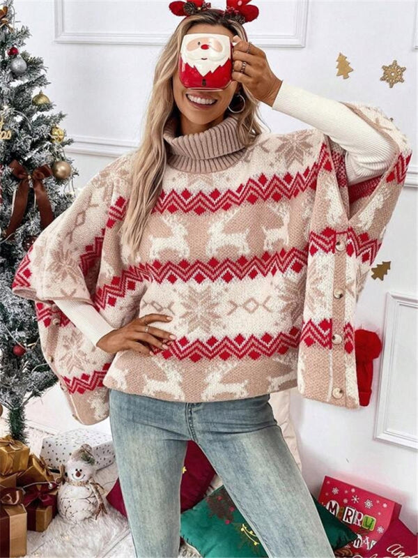 Alice | Women's Oversized Turtleneck Poncho Sweater