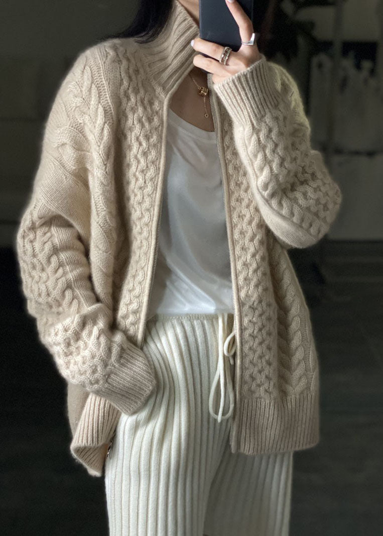 Alice | Women's Zip Up Cable Knit Cardigan