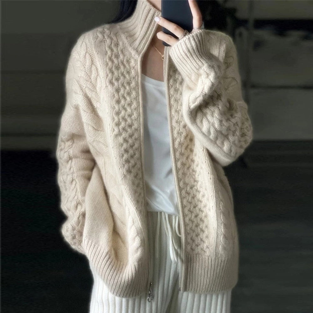 Alice | Women's Zip Up Cable Knit Cardigan