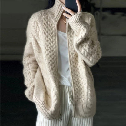 Alice | Women's Zip Up Cable Knit Cardigan