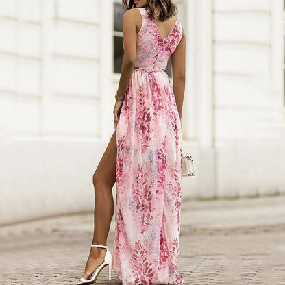 Alison | Women's V-Neck Floral Wrap Maxi Dress