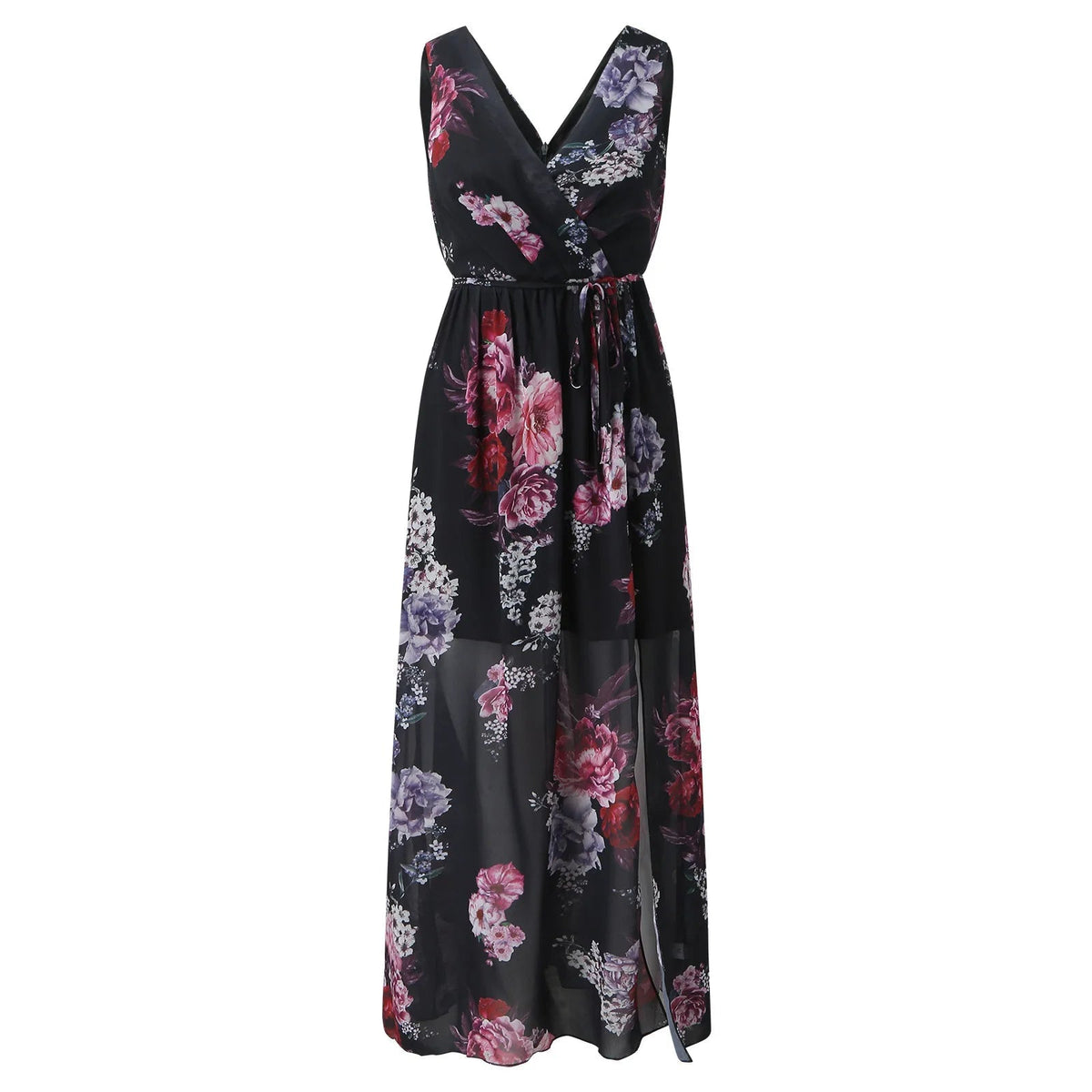 Alison | Women's V-Neck Floral Wrap Maxi Dress
