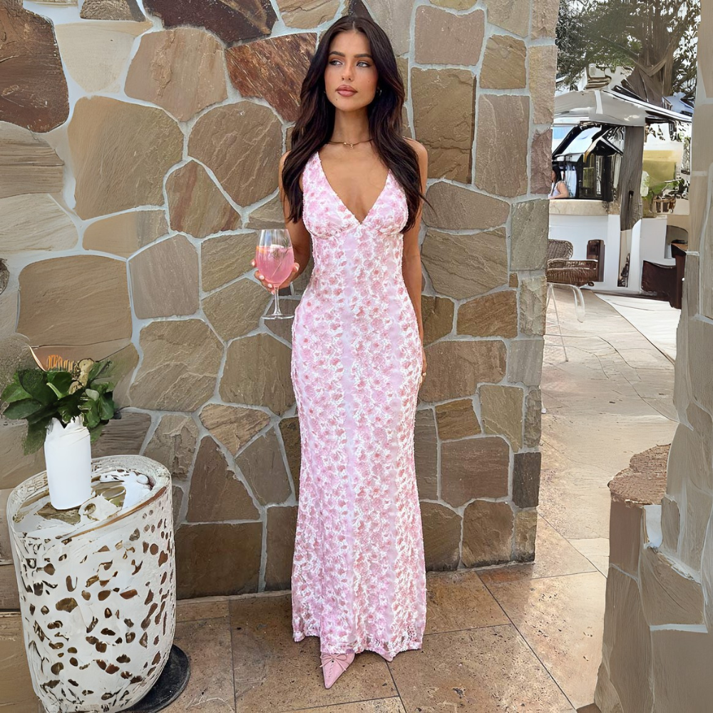 Amanda | Women's V-Neck Floral Maxi Dress
