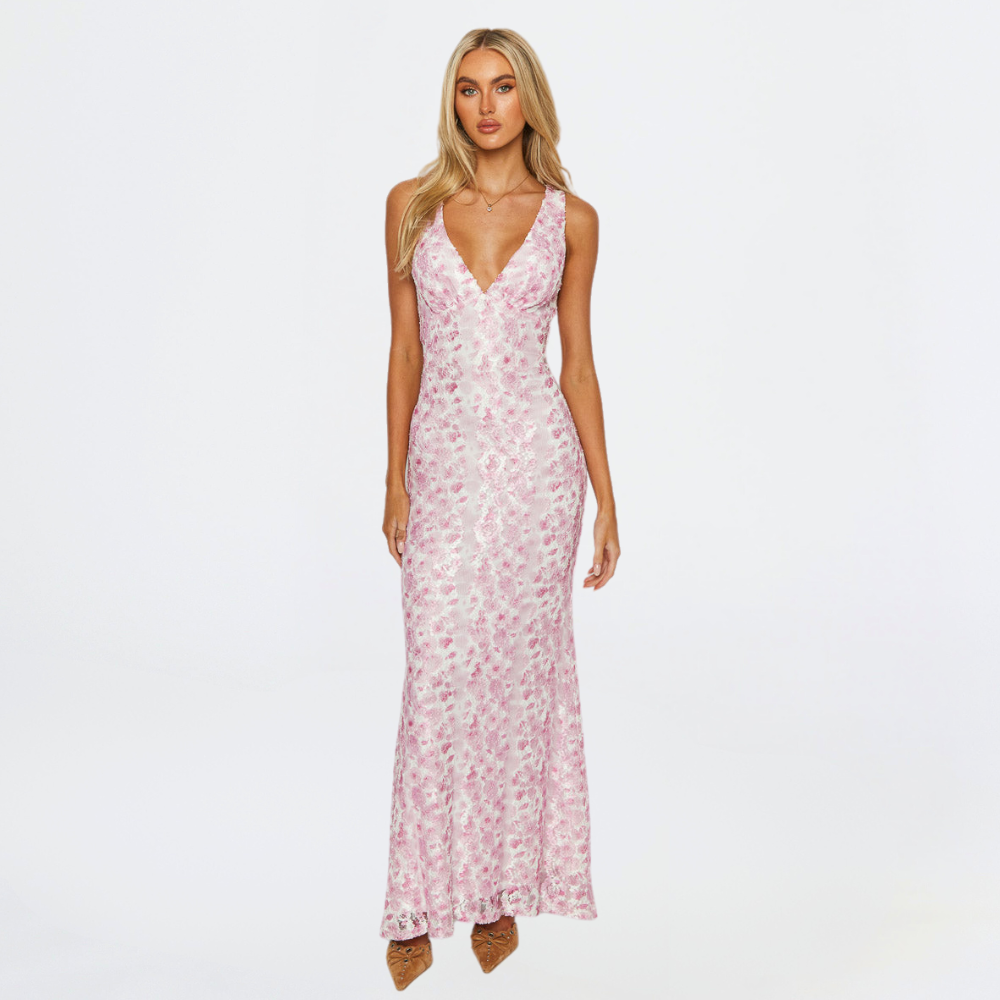 Amanda | Women's V-Neck Floral Maxi Dress