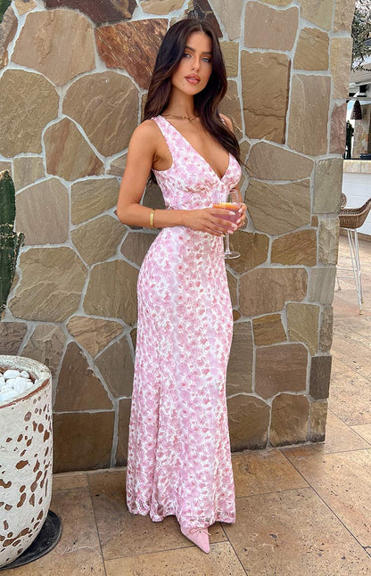 Amanda | Women's V-Neck Floral Maxi Dress