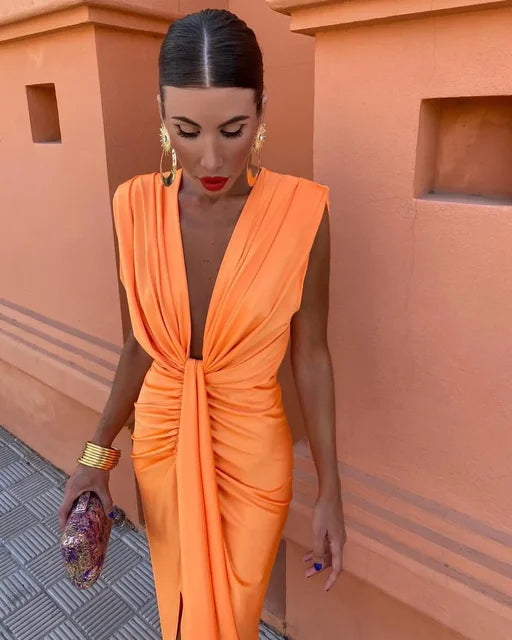 Amy | Women's V-Neck Midi Dress