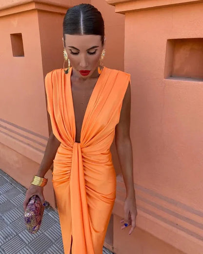 Amy | Women's V-Neck Midi Dress