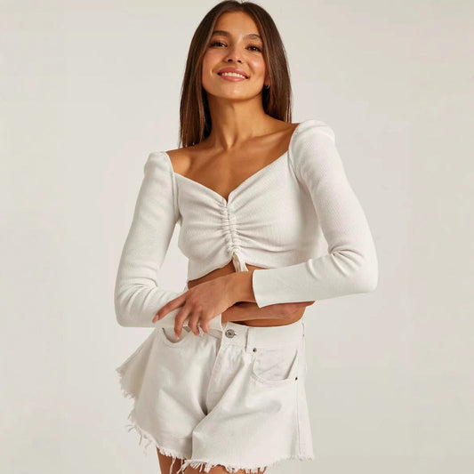 Ava | Women's Ruched Front Long Sleeve Top