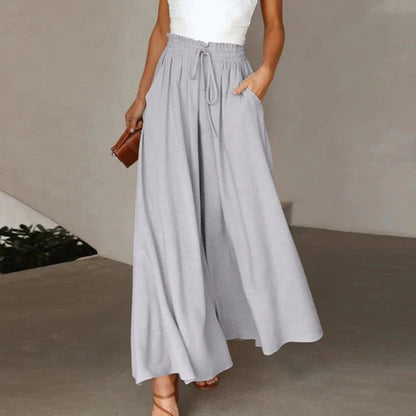 Barbara | Women's High Waisted Flowing Wide Leg Pants