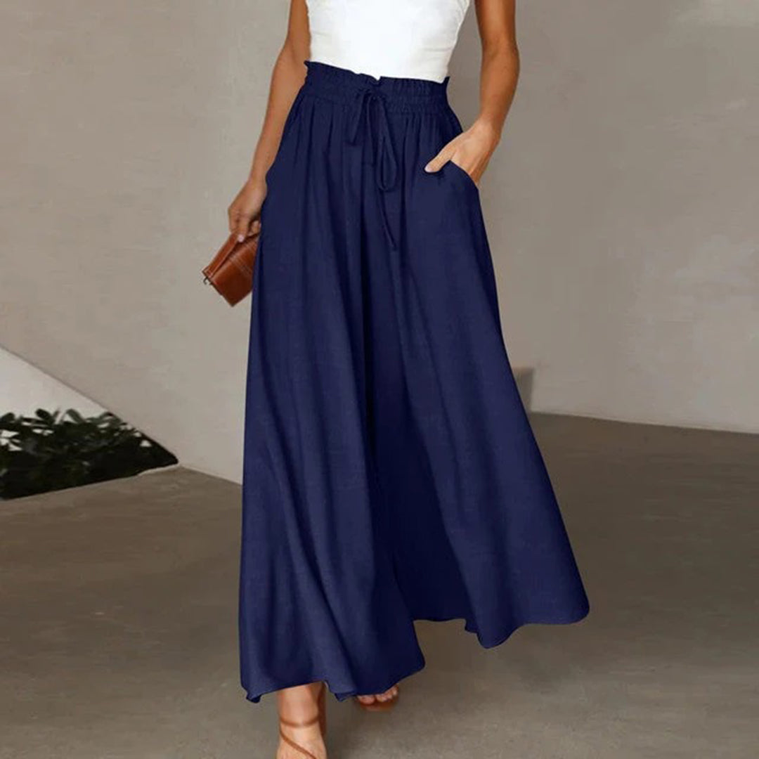 Barbara | Women's High Waisted Flowing Wide Leg Pants