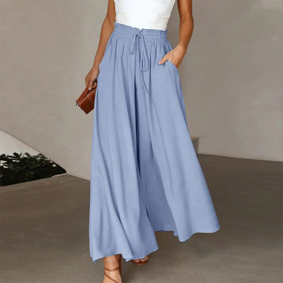 Barbara | Women's High Waisted Flowing Wide Leg Pants