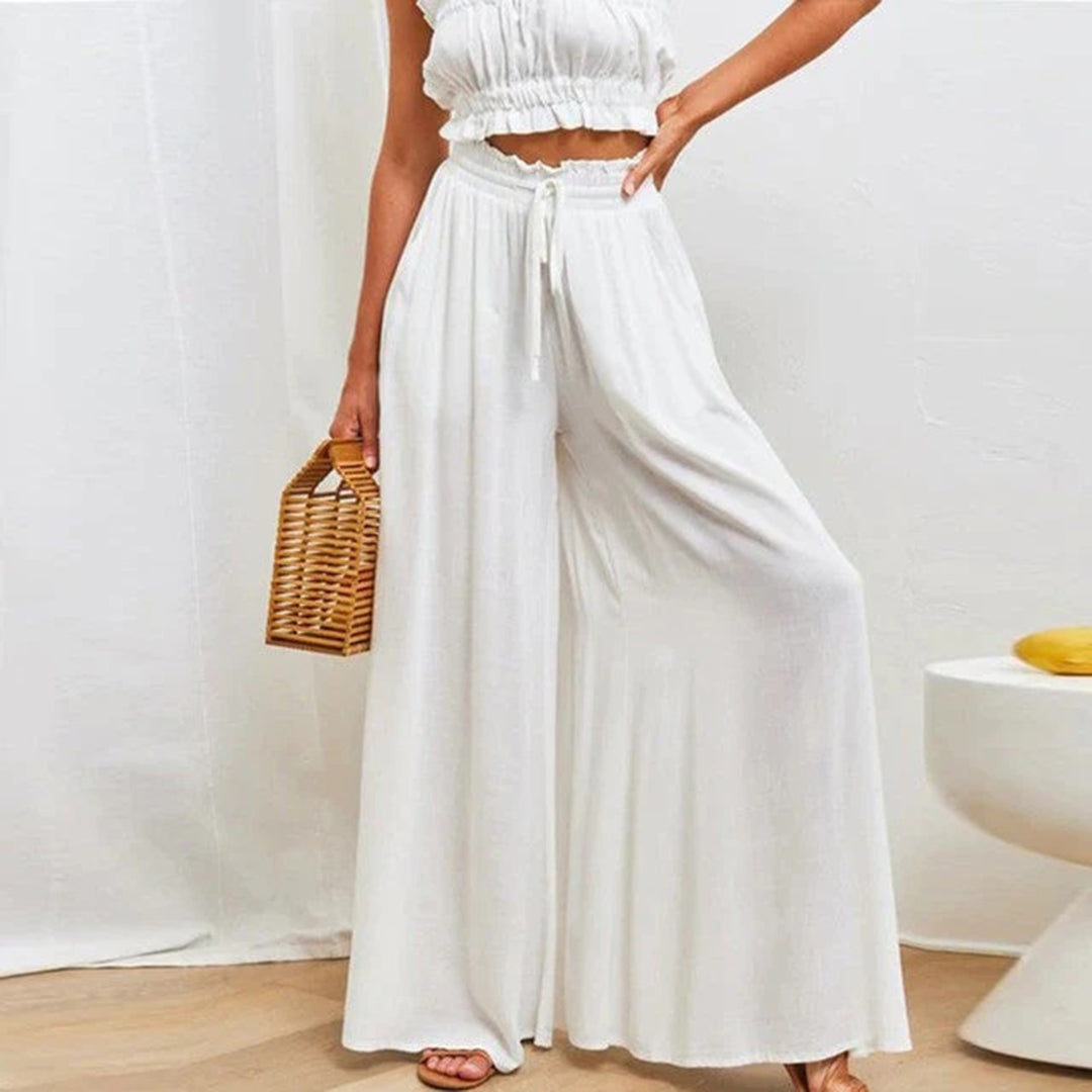 Barbara | Women's High Waisted Flowing Wide Leg Pants