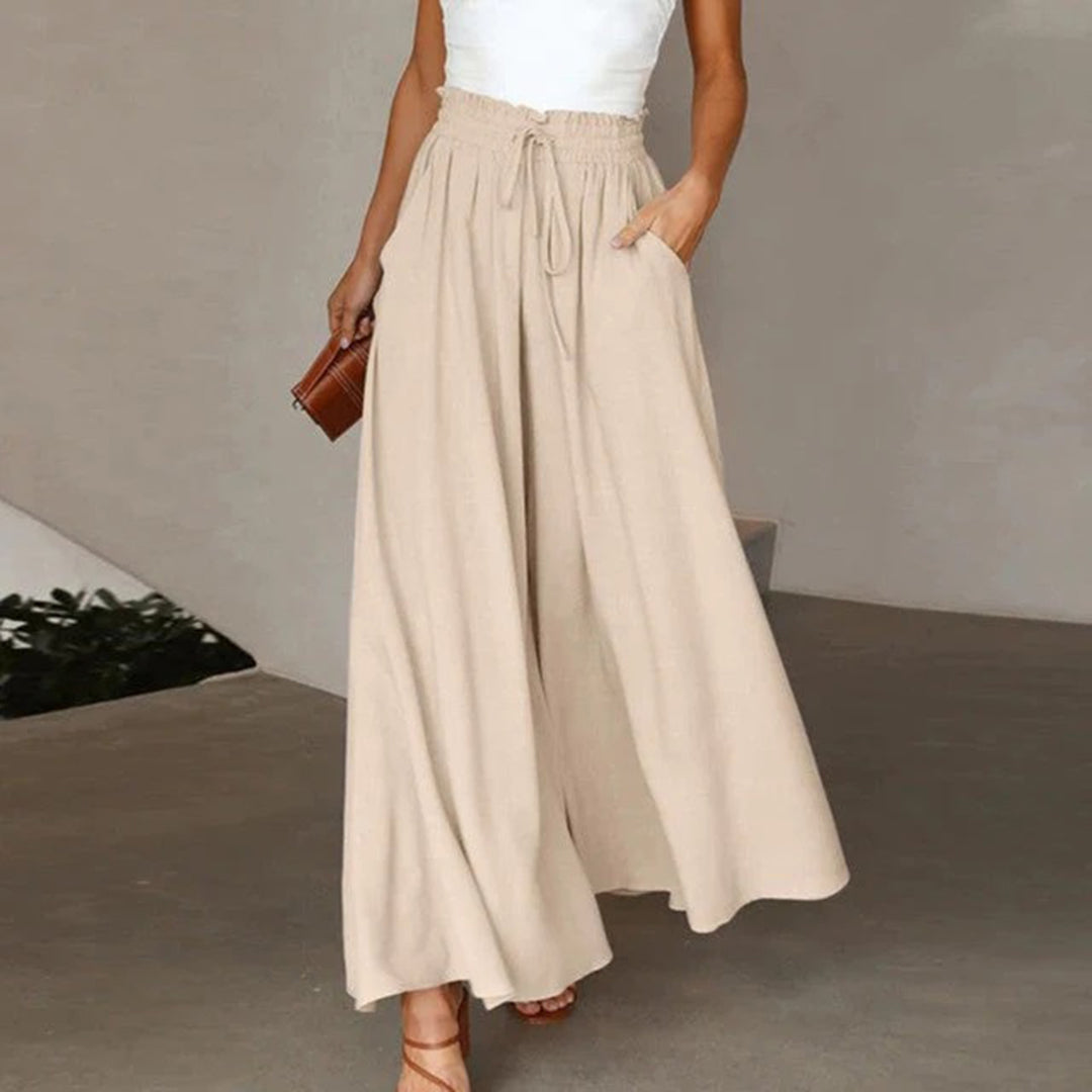 Barbara | Women's High Waisted Flowing Wide Leg Pants