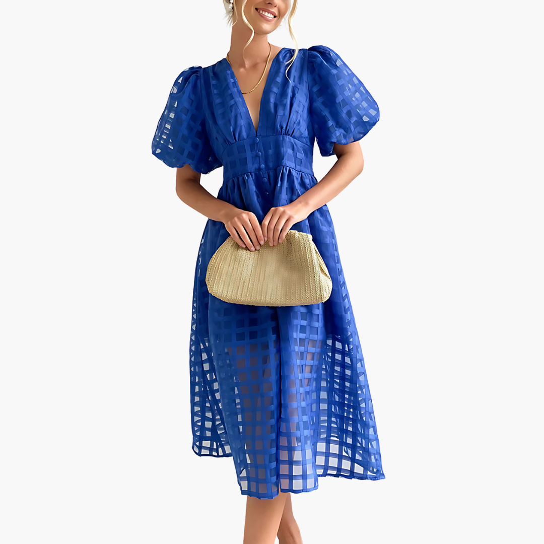 Bernice | Women's V-Neck A-Line Midi Dress