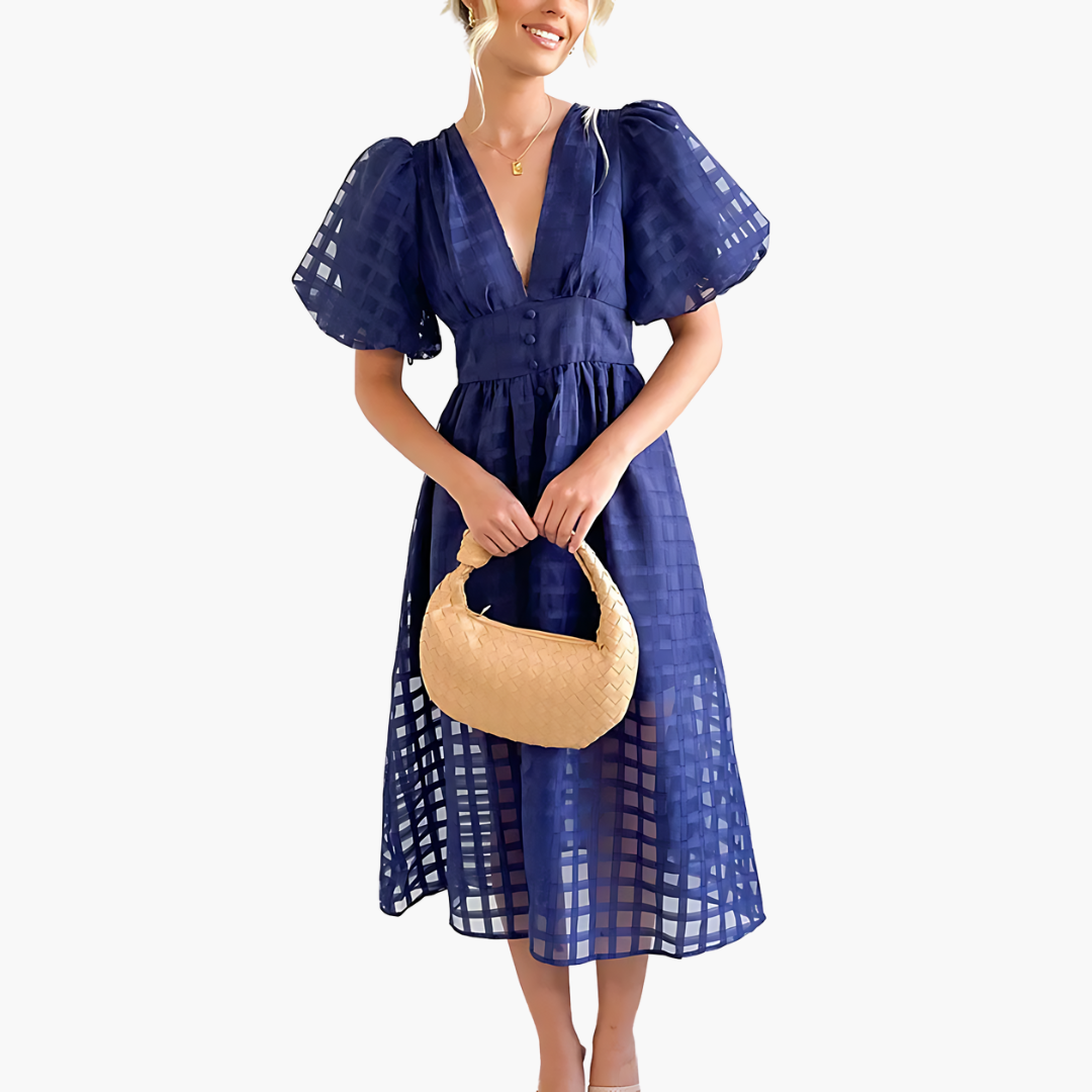 Bernice | Women's V-Neck A-Line Midi Dress