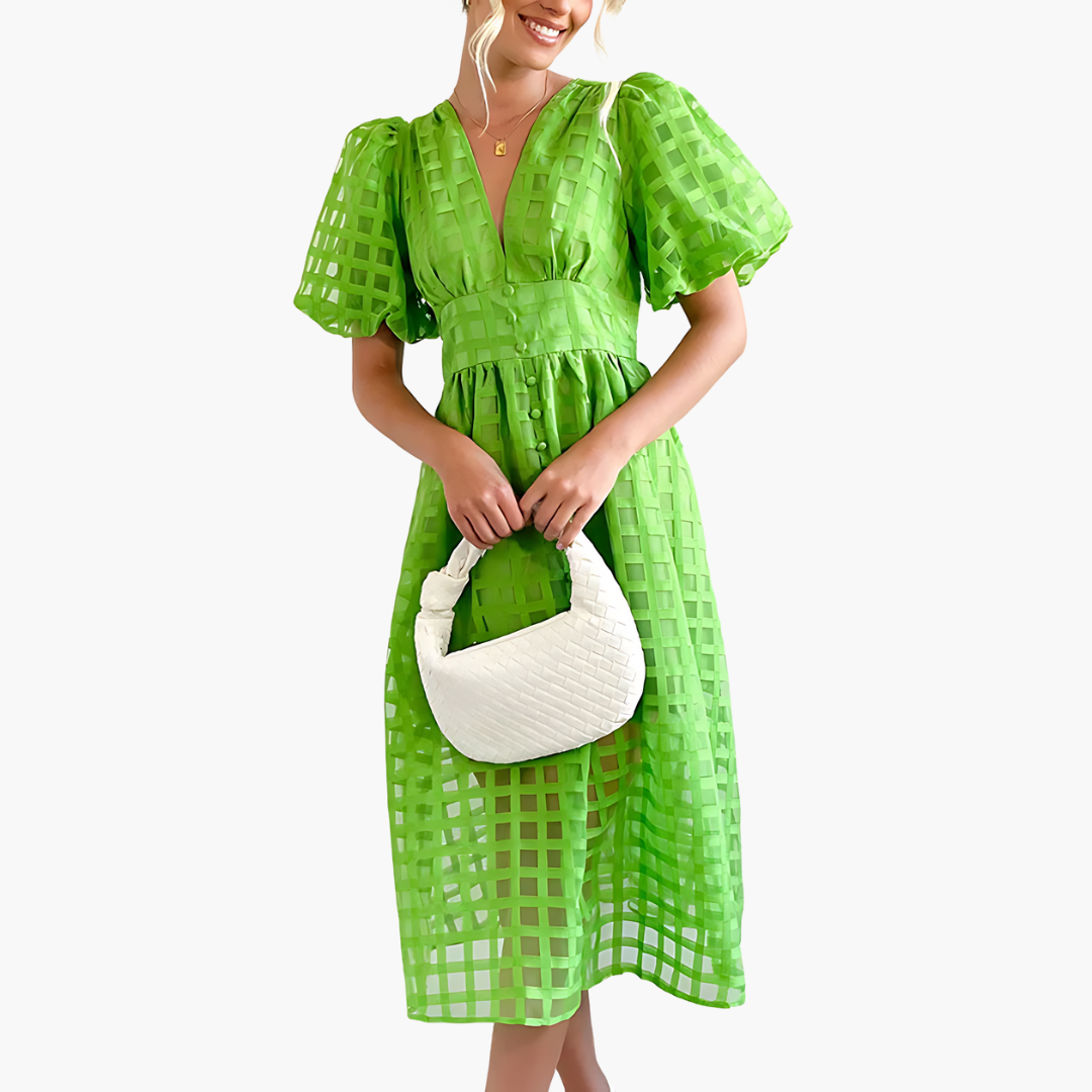 Bernice | Women's V-Neck A-Line Midi Dress