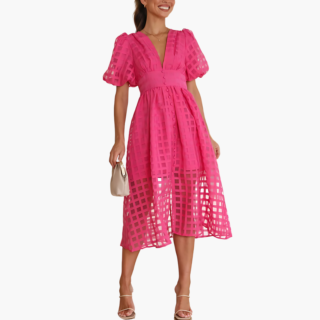 Bernice | Women's V-Neck A-Line Midi Dress