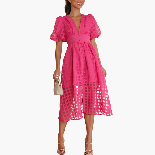 Bernice | Women's V-Neck A-Line Midi Dress
