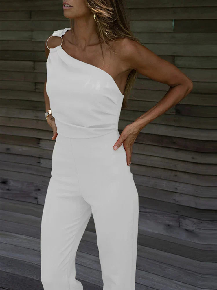 Beverly | Women's One Shoulder Wide Leg Jumpsuit