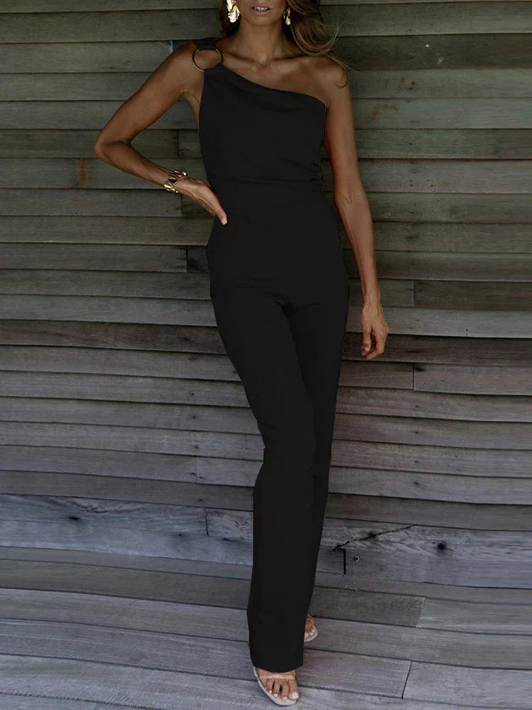 Beverly | Women's One Shoulder Wide Leg Jumpsuit