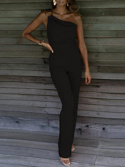 Beverly | Women's One Shoulder Wide Leg Jumpsuit