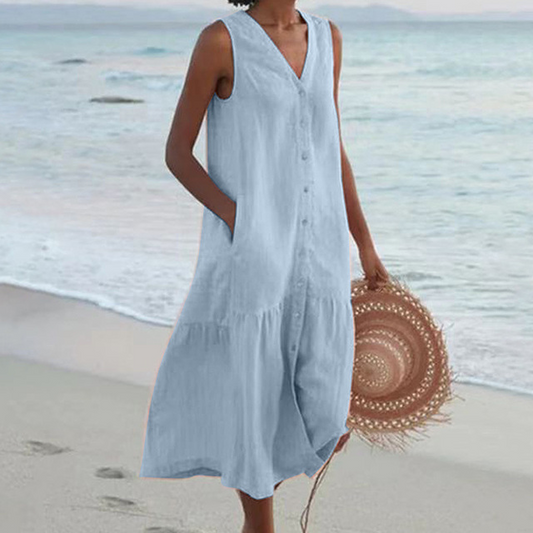 Bonnie | Women's Sleeveless V-Neck Midi Dress