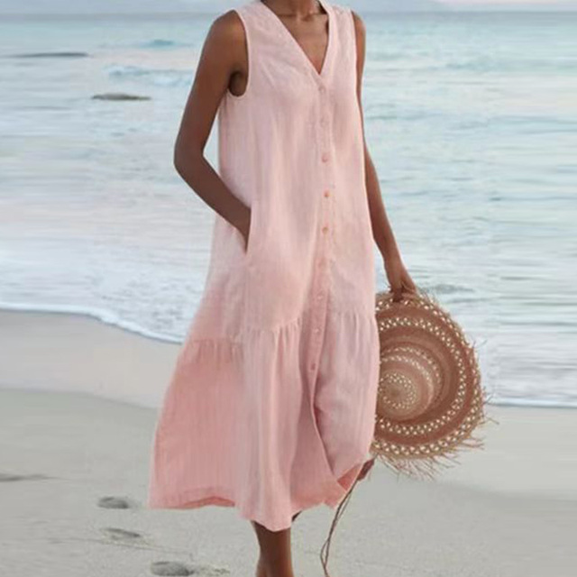 Bonnie | Women's Sleeveless V-Neck Midi Dress