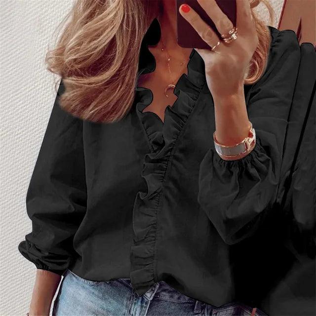 Brenda | Women's Ruffle Long Sleeve Blouse
