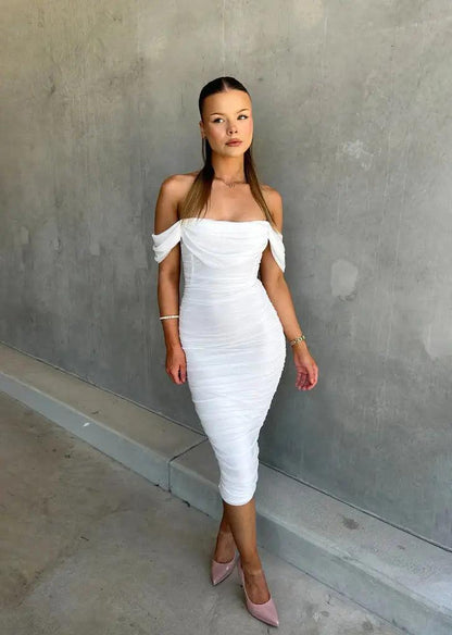 Candice | Women's Off-Shoulder Bodycon Midi Dress