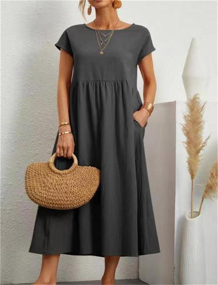 Casey | Women's Short Sleeve A-Line Midi Dress