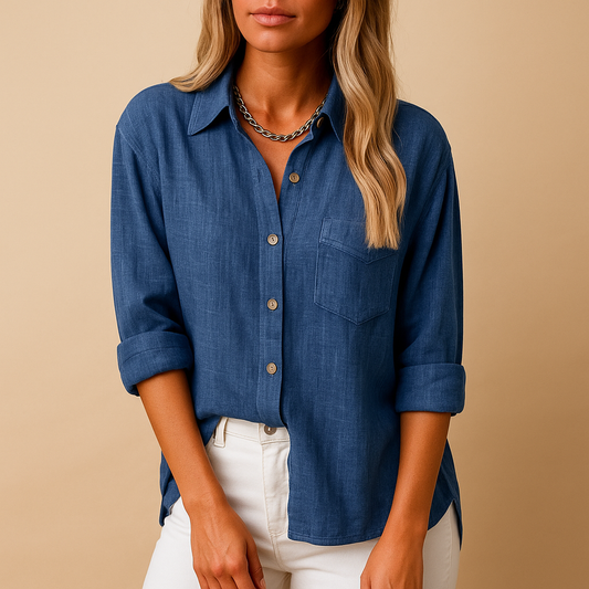 Casual Button-Down Shirt with Chest Pocket