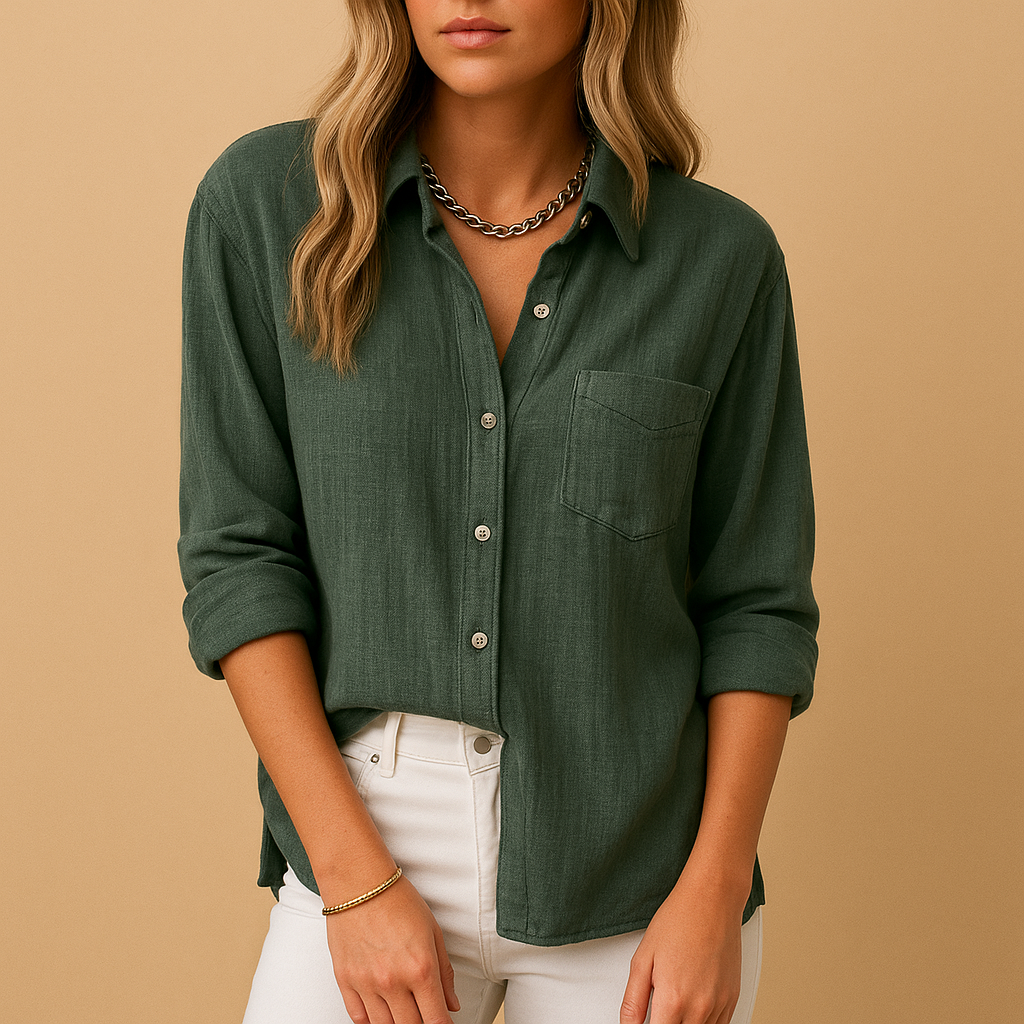 Casual Button-Down Shirt with Chest Pocket