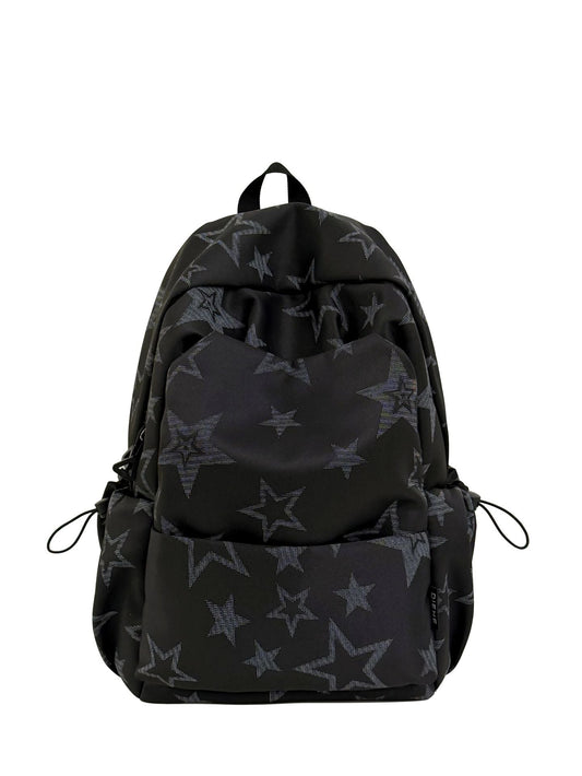 Casual Star-Embroidered School Backpack