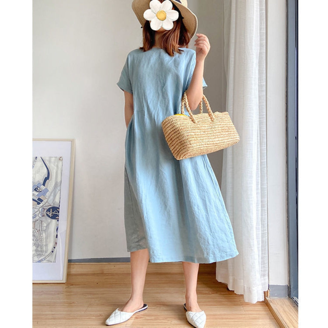 Catherine | Women's Short Sleeve A-Line Midi Dress