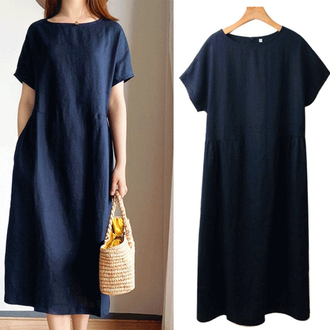 Catherine | Women's Short Sleeve A-Line Midi Dress